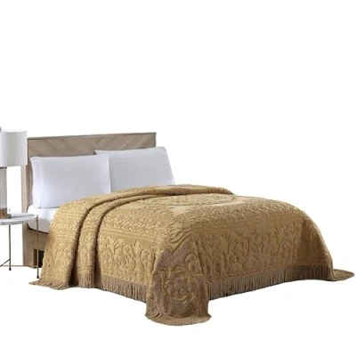 Imagen de Beatrice Home Fashions Colcha de Chenilla, tamaño King, Color Dorado