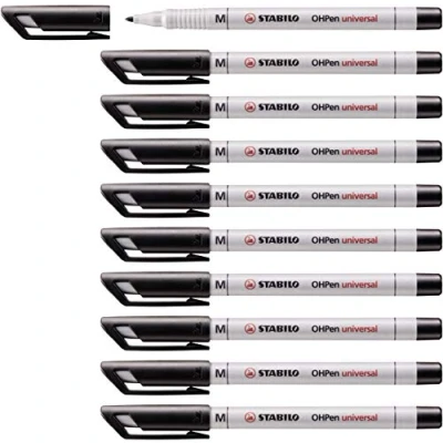 Imagen de STABILO OHPen universal Bolígrafo de punta media (10 unidades, caja plegable), color negro
