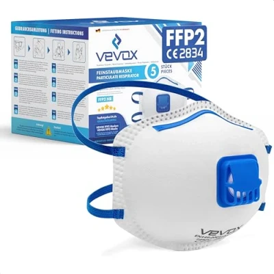 Imagen de VEVOX® Mascarillas FFP2 Set de 5 con Sellado Comfort Light Mascarilla antipolvo válvula Para la protección más fiable