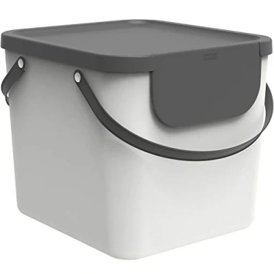 Imagen de Rotho Albula Sistema de Separación Residuos 40 L para la Cocina, Plástico (PP) sin BPA, Blanco/Gris Antracita, (40.0 x 35.8 34.0 cm)
