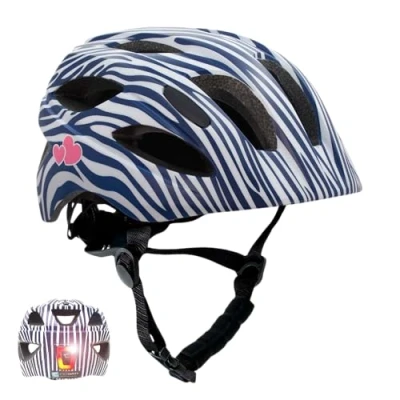 Imagen de Crazy Safety Casco Bicicleta Niños para Niña de 6 12 Años Skate, Ciclismo, MTB, Patines, monopatín Luz Trasera Recargable USB Ajustable 54 58 cm (Rayas Azul)