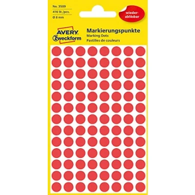 Imagen de Avery Zweckform etiqueta 8 mm Punto Rojo Marcadores, reutilizables, 416st