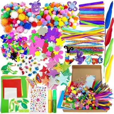 Imagen de Lubibi Kit Manualidades niños, DIY Creativo Kit, Material con Pipe Cleaners Crafts Pompones Wiggle Eyes y Craft Sticks, Juego Regalo para Art Supplies Niño Niña