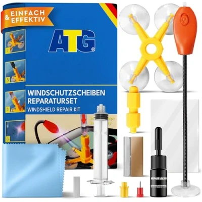 Imagen de ATG® Práctico Juego de reparación golpes piedras con lámpara UV universal cristales para coche profesional parabrisas Rápido fácil