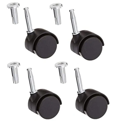 Imagen de Merriway ® BH06028 (4 piezas) Castor Caster Fix para dos ruedas, negro, 50 mm, paquete de 4 piezas