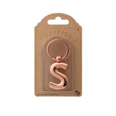 Imagen de if Llavero de metal con letra alfabeto personalizada color oro rosa S