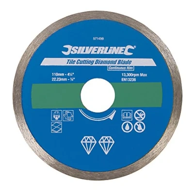 Imagen de Silverline Tools 571499 Disco de Corte Diamantado para Azulejos, Borde Continuo, 110 mm x 22.23 mm, Multicolor