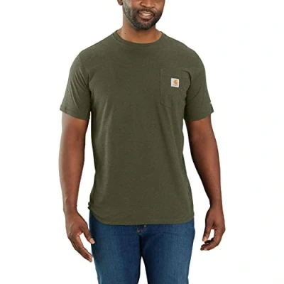 Imagen de Carhartt Force Relaxed Fit Midweight Short Sleeve Pocket T Shirt Camiseta Work Utility, Basil Heather, S Hombres