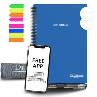 Imagen de Dreiklang be smart Cuaderno reutilizable A5 con funda de tela, soporte para bolígrafo y compartimentos organizadores