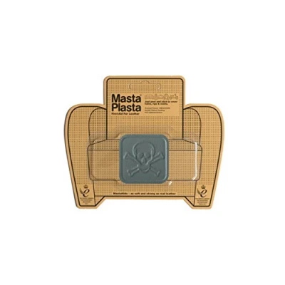 Imagen de MastaPlasta Parche Autoadhesivo Premium para Reparación Instantánea. CUERO GRIS 5cmx5cm. Diseño: PIRATA. o decoración. Asientos, Bolsos, Chaquetas
