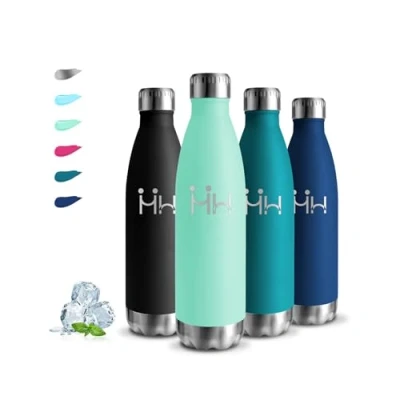 Imagen de Botella Agua Acero Inoxidable, 500ml Termica, sin BPA, Cantimplora A Prueba de Fugas, Aluminio, Aislamiento al Vacío, para Escuela, Oficina, Cafetería
