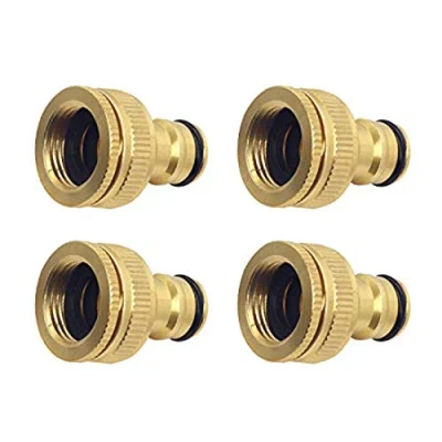 Imagen de Hydrogarden 4 Piezas de Conector Grifo Manguera Latón, 1/2 Pulgada y 3/4 2 en 1 Hembra Adaptador Rosca