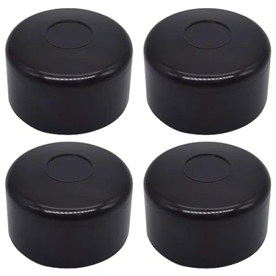 Imagen de SKIR&#039;CO 4 tapas redondas de plástico negro 51 mm para postes valla redondos, cubiertas valla, color RAL 9005