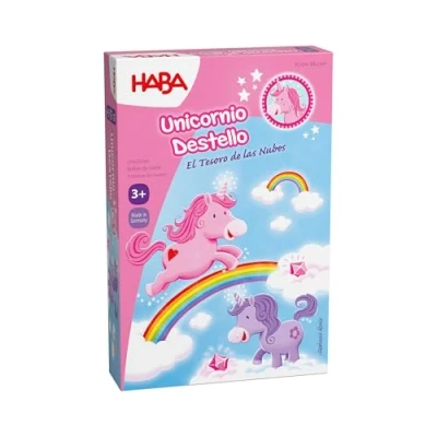 Imagen de HABA 2012230005 Unicornio Destello El Tesoro de Las Nubes, Juego Infantil Mesa acumulación. Más 3 años