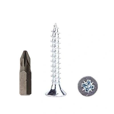 Imagen de Lote de 400 tornillos madera acero chapado en zinc 4,0 x 30 mm, aglomerado, tornillo universal Pozi Drive, PZ completamente roscado, cabeza avellanada (400, mm)