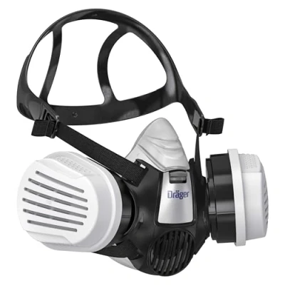 Imagen de Dräger X plore 3300 Semi Máscara con filtros A1B1E1K1 Hg P3 R D de protección para químicos, vapor, conservantes, pesticidas, herbicidas, respirador laboratorio, tintorería Talla L