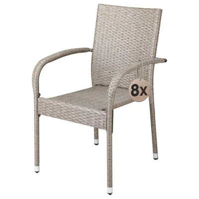Imagen de Silla apilable de poliratán Comfort juego 8 crema