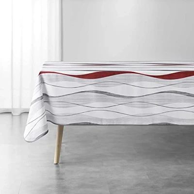 Imagen de Douceur d&#039;intérieur Ondulys Mantel Rectangular, 150 x 240 cm, Color Blanco y Rojo
