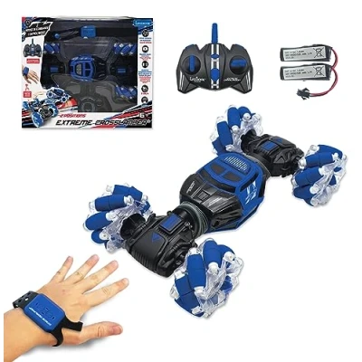 Imagen de Lexibook RC49 Extreme Crosslander, Coche radiocontrol Luminoso Todo Terreno, Mando a Distancia con Pulsera, Recargable, Juego de acción electrónico, Negro/Azul, Color