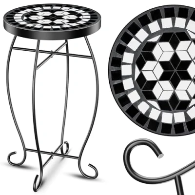 Imagen de KESSER® Mesa de Mosaico para jardín, Redonda, 60 x 34 cm, diseño Tetragón