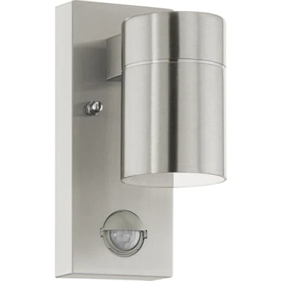 Imagen de Eglo LED lámpara de pared exterior Riga 5, con detector movimiento, sensor crepuscular, acero inoxidable, cristal transparente, blanco cálido, GU10, IP44