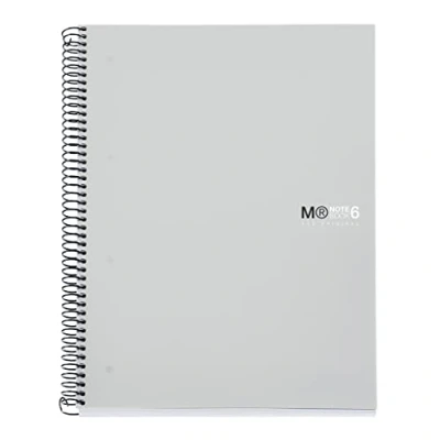 Imagen de Miquelrius Cuaderno A4 Notebook The Original, 6 franjas de colores, Cubierta polipropileno opaco, Tamaño 210 x 297 mm, 4 Taladros, 150 Hojas 70 g/m², Cuadrícula 5 Color Gris