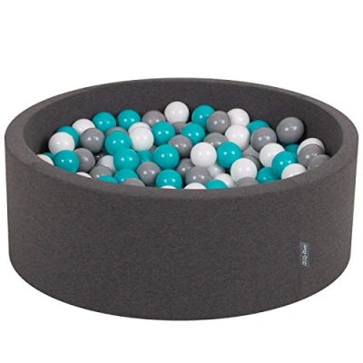 Imagen de KiddyMoon 90X30cm/200 Bolas Piscina De ∅ 7Cm para Ninos Cuarto Angular Hecha En La UE, Grisos:Gris/Blanco/Turquesa