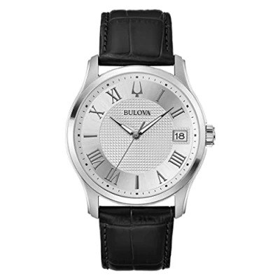 Imagen de Bulova Reloj Analógico para Hombres de Cuarzo con Correa en Cuero 96B388
