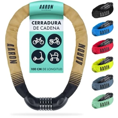 Imagen de AARON Lock One candado de Bicicleta con código numérico 5 dígitos, Alto Nivel Seguridad, para eléctrica, montaña, Trekking, Carretera (Arena)