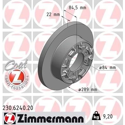 Imagen de ZIMMERMANN COAT Z 230.6240.20 Disco de freno 289 22 8/8 8 108 macizo revestido IVECO: DAILY 6 Pritsche/Fahrgestell, 3, 3 Kasten/Kombi