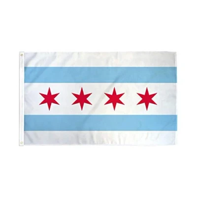 Imagen de AZ FLAG Bandera Chicago City 90x60 cm de La Ciudad 100% Poliéster con Ojales Metal Integrados 50g Colores Vivos Y Resistente A Decoloración