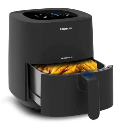 Imagen de Taurus Air Fry Digital 6S Freidora de Aire, 1700W, 5.5L Capacidad, 8 programas, hasta 200ºC, Temporizador 60 min, Digital, 6/7 raciones, Piezas Desmontables aptas lavavajillas, Libre BPA y PFOA