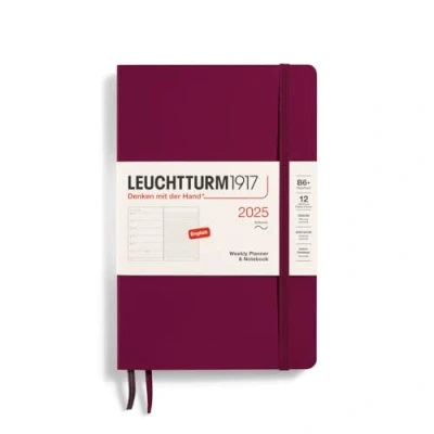 Imagen de LEUCHTTURM1917 370654 Agenda semanal y cuaderno 2025, Paperback B6+ tapa blanda, planificador de 12 meses, a rayas, color rojo