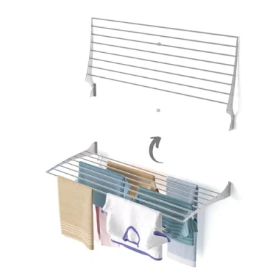 Imagen de foxydry Fold, tendedero de Pared Plegable, Ropa Plegable y retráctil para Interiores Exteriores, Aluminio Acero (1x, 120 cm)
