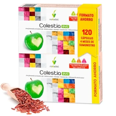 Imagen de Novadiet Colesterol Colestia Evo Arroz fermentado con levadura roja, Berberis aristata, Alcachofa, Coenzima Q10, Policosanol de caña azúcar Pack 2 x 60 cápsulas