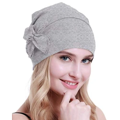 Imagen de osvyo Gorro de Algodón con turbantes quimioterapia para mujeres cáncer y pérdida cabello, gris claro, Talla única