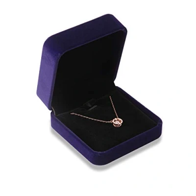 Imagen de Bujingyun Caja de exhibición terciopelo para collar, colgante y pulsera, cajas regalo joyería (color azul)