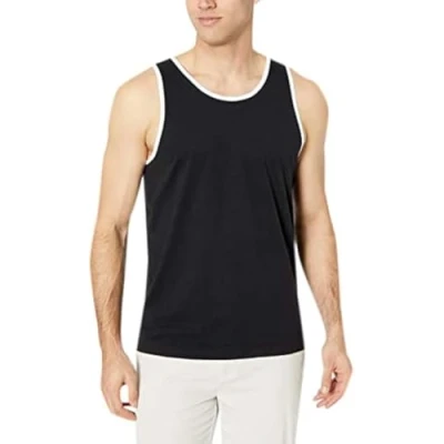 Imagen de Amazon Essentials Camiseta de Tirantes Ajuste Normal Hombre, Blanco/Negro, XL