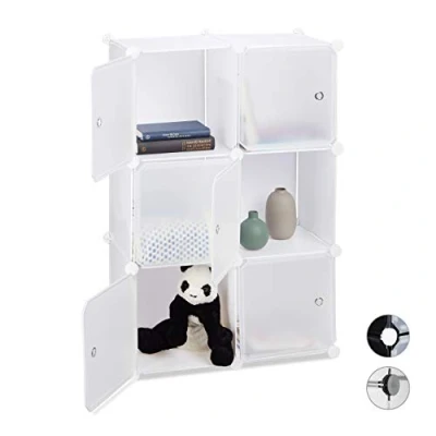 Imagen de Relaxdays Estantería Modular Cubo con 6 Compartimentos, Blanco, 97.5 x 66 32 cm