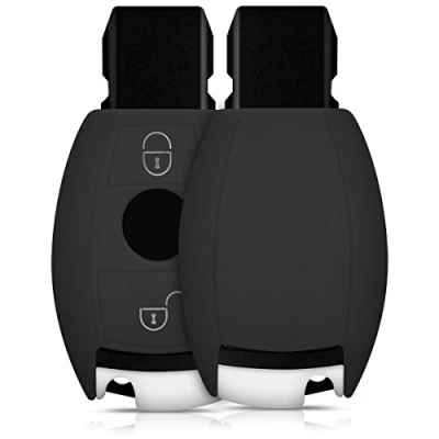 Imagen de kwmobile Funda Compatible con Mercedes Benz Llave de Coche 2 Botones (Solo Keyless Go) Carcasa Protectora Silicona para Case en Negro