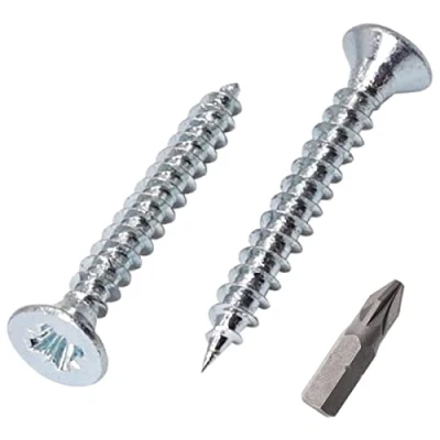 Imagen de SKIR&#039;CO Lote de 100 tornillos acero chapado en zinc 2,5 x 20 mm, cabeza avellanada Pozidriv, aglomerado, rosca PZ totalmente (100, mm)