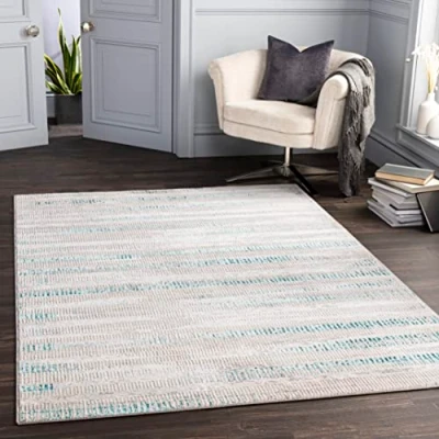 Imagen de Livabliss Alfombra Abstracta Bolzano Salón Grande, Habitación, Dormitorio Salon Pelo Corto, Suave y Lujosa Facil de Cuidar Grande 160x213cm Beige Verde Azulado Azul