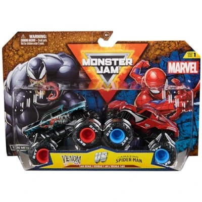 Imagen de MONSTER JAM PACK 2 Coches TRUCK MARVEL OFICIAL ESCALA 1:64 METÁLICOS VENOM Vs. SPIDERMAN 6071942 para Niños Juegos Infantiles Juguetes 3 años +