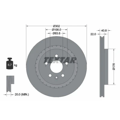 Imagen de TEXTAR PRO+ 92168305 Disco de freno VOLVO: V60 I, S80 II, S60 II