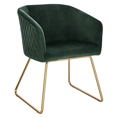Imagen de WOLTU 1x Sillas de Comedor Cocina Vintage Nórdico Silla Tapizada con Reposabrazos tocador, Tapizadas en Terciopelo Estructura Metal Doradas, Rosa BH271rs 1