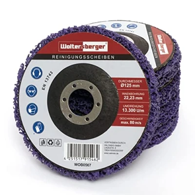 Imagen de Woltersberger® 5 discos de limpieza gruesos 125 mm diámetro CSD Disco para la amoladora CBS nailon lila púrpura angular Pulido