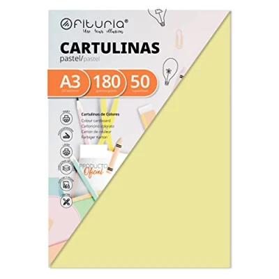 Imagen de Pack 50 Cartulinas Color Crema Tamaño A3 180g