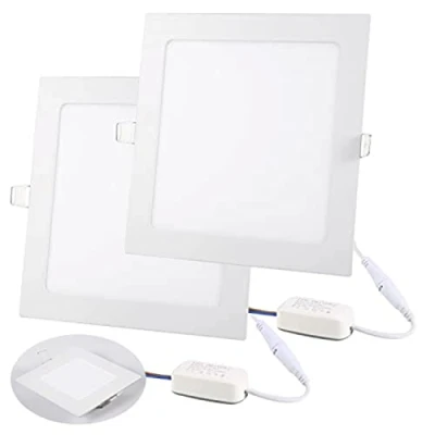 Imagen de NRGDILY Panel Downlight LED, 9W 810 Lúmenes Foco Empotrable LED de Techo Extraplana, Cuadrada Metálico Ojos Buey, Blanco Fría 6500K, Ф 130 140mm, 2 Pack