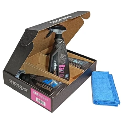 Imagen de Tecnoxx Kit In Premium 3 Productos Pro para Limpieza y Mantenimiento Interior de Coches Envases XL 750 mL con hidratador salpicaderos detergente tapicerías Limpia Pantallas Cristales