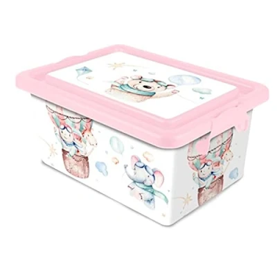 Imagen de Tradineur Caja de almacenamiento Diseño Volar Capacidad 13 Litros Fabricado en España Contenedor para almacenar juguetes, libros, ropa, mantas.
